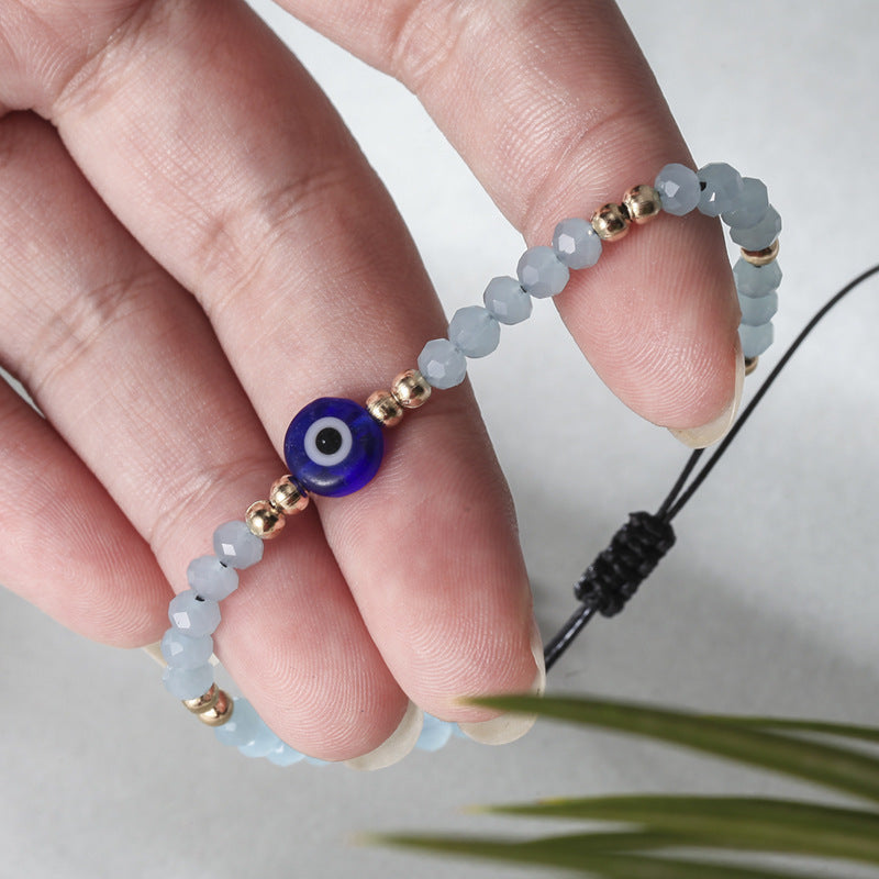 Venta al por mayor Pulsera de aleación de cuentas de cristal de ojo de diablo